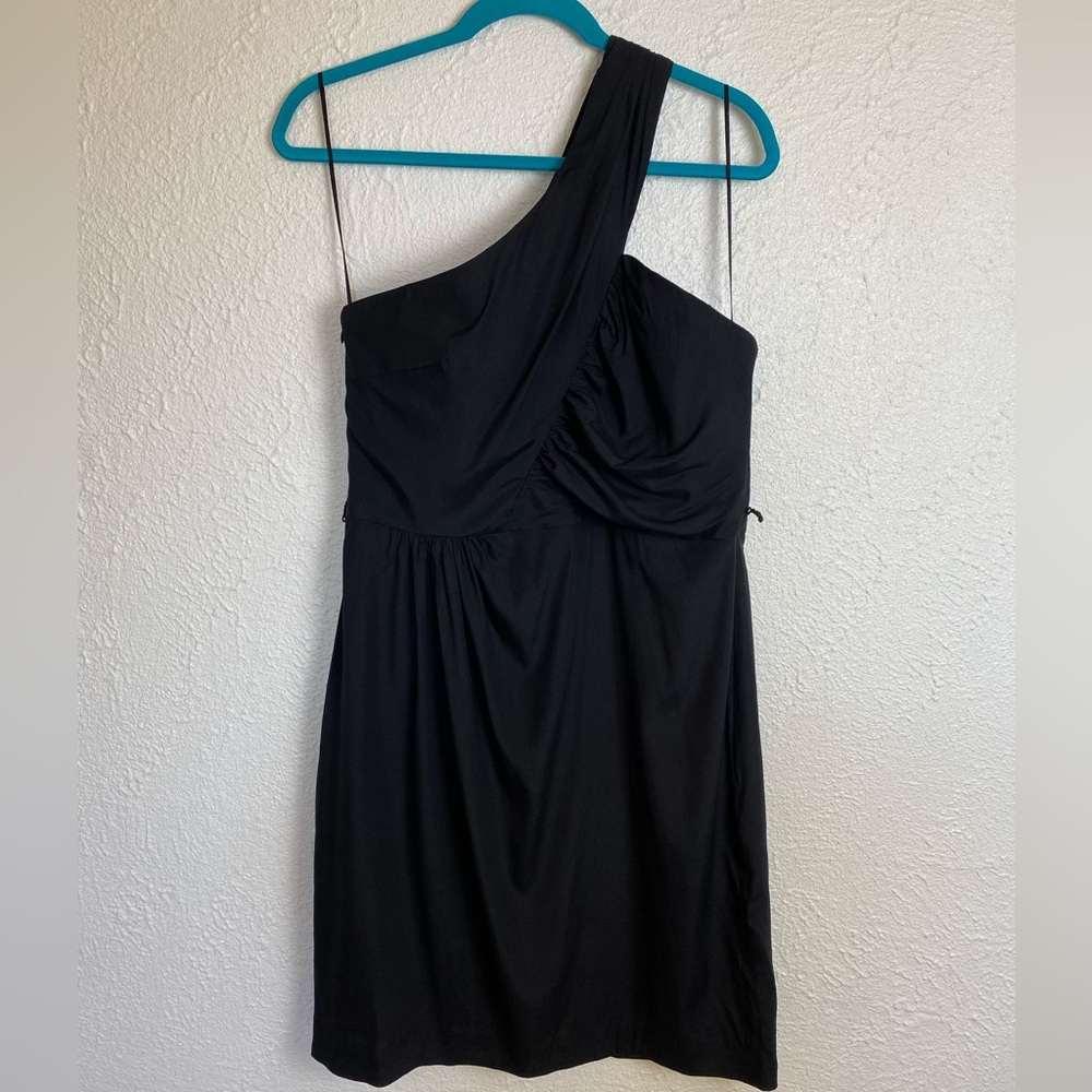 Trina Turk Silk Asymmetrical Neckline Silk Dress